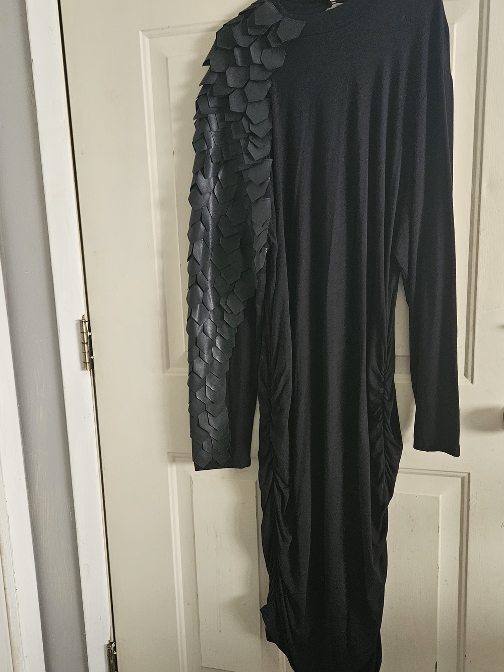 Ashley Stewart Black One-Shoulder Detail Midi Dress